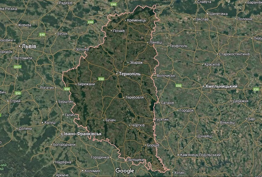 Карта тернопільської області