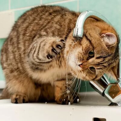 котик біля крану