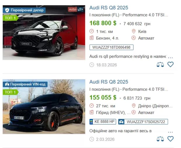 AUDI RS Q8 2025 року випуску